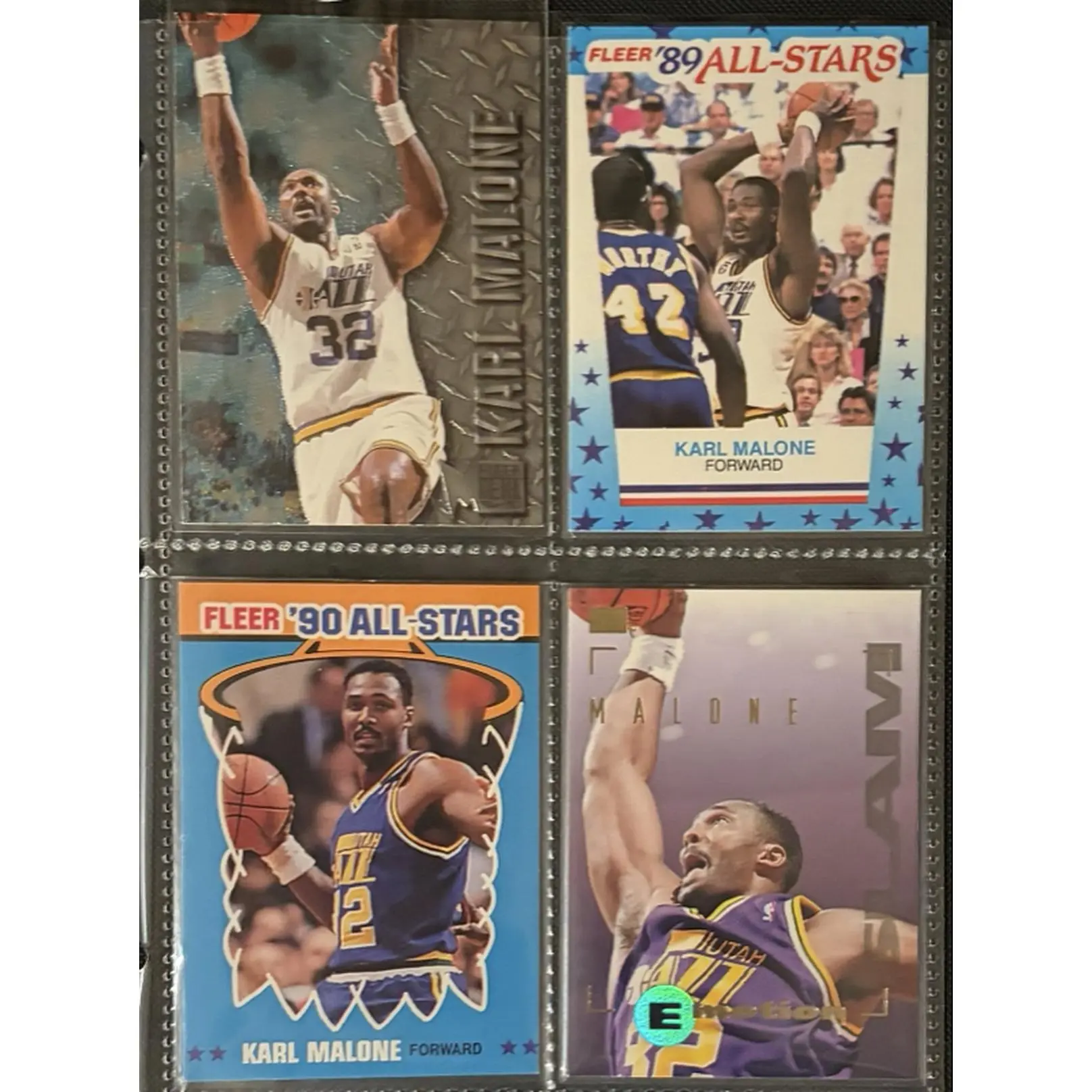 Fleer '89 & '90 All-Stars Karl Malone Forward Trading Cards Collectible Sports Memorabilia