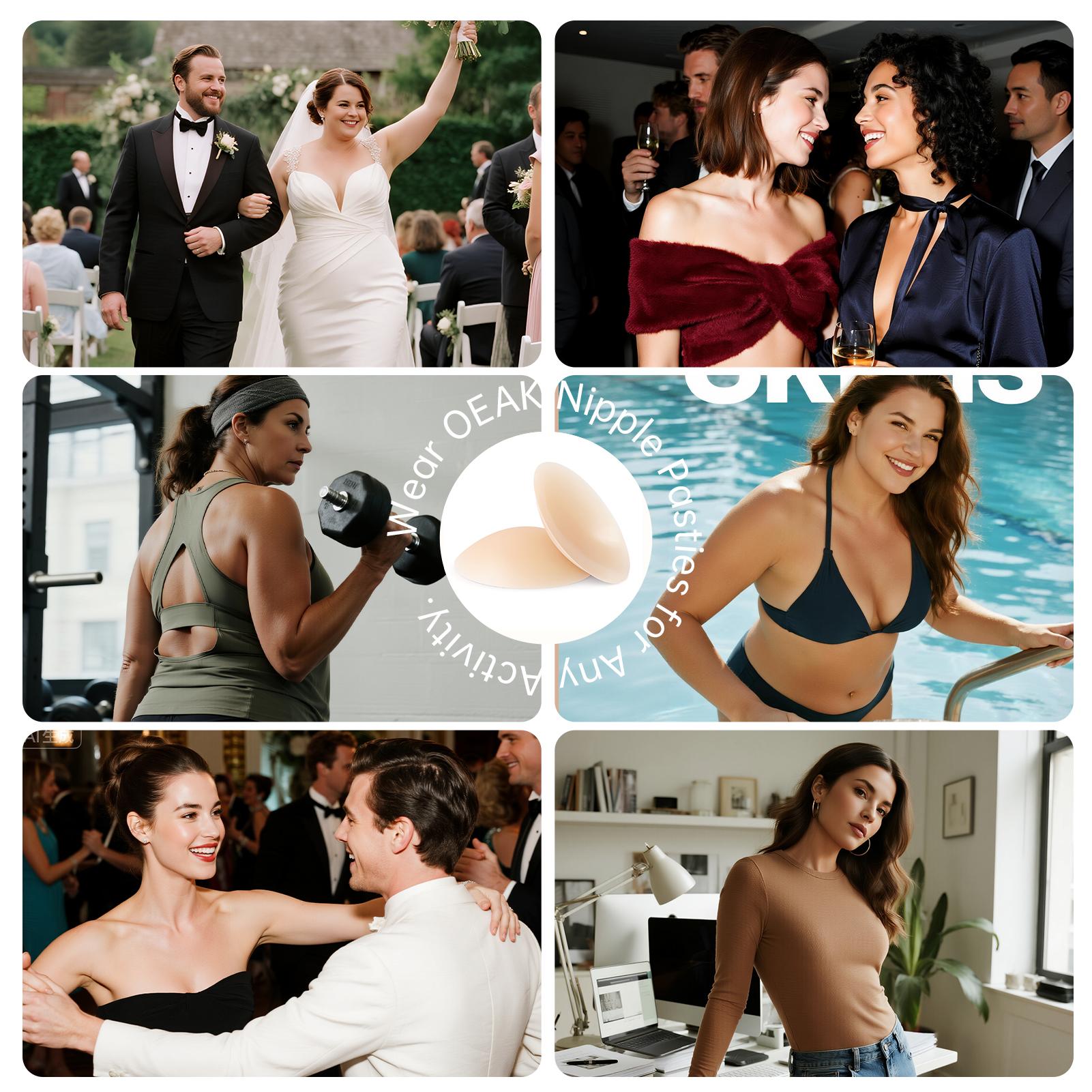 OEAK Nipple Covers for Women Reusable Adhesive Pasties Invisible Seamless Soft Water Resistance Self-Adhesive Chest Stickers