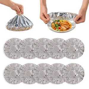 10pcs Food-Grade Reusable Aluminum Foil Heat Preservation Covers, Table and Bowl Airtight Leakproof Lids to Preserve Food Warm, Fresh, Dust-Proof & Insulated