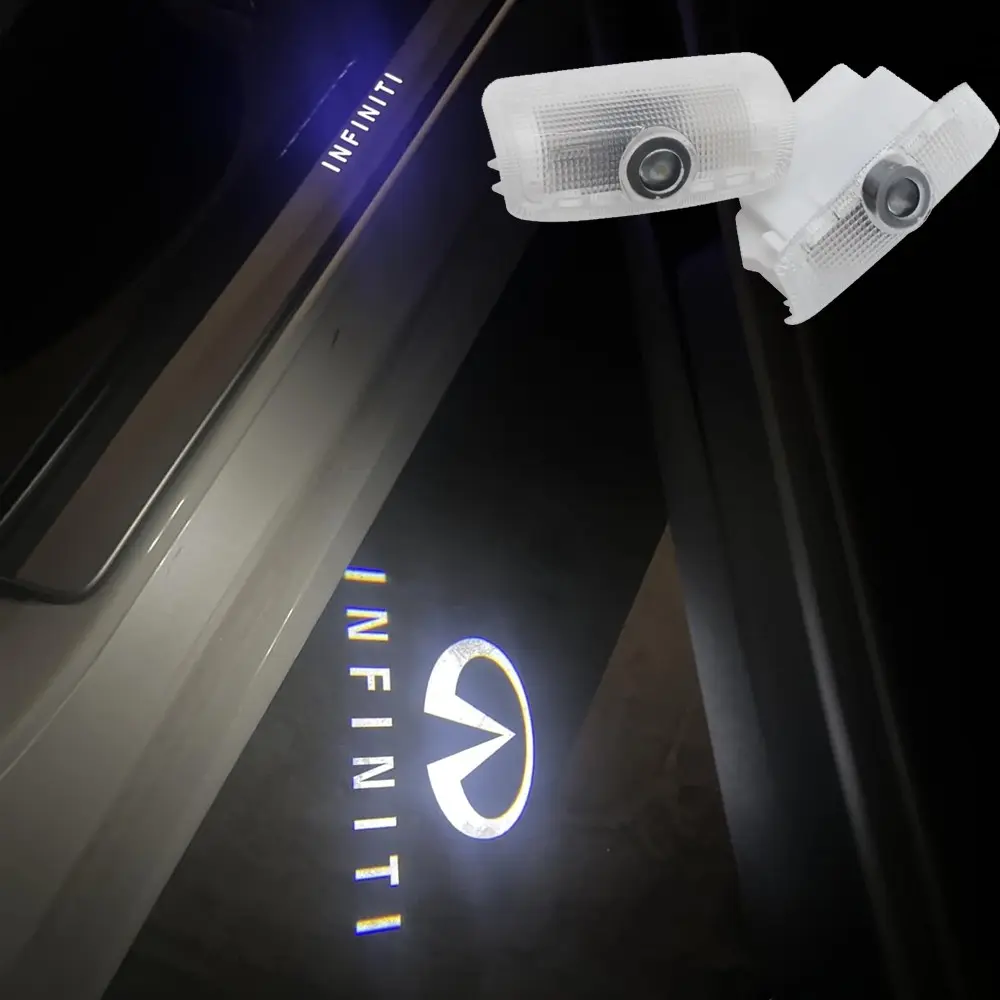 2pcs LED Interior Decorative Logo Lights, Auto Decorative Light, Led Lights For Car, Car Door Welcome Lights, Car Door Logo Lights Compatible with Infiniti EX/M/FX/G/Q/QX Series with CREE Chips 6500K Super White Light No Error Codes Plug and Play