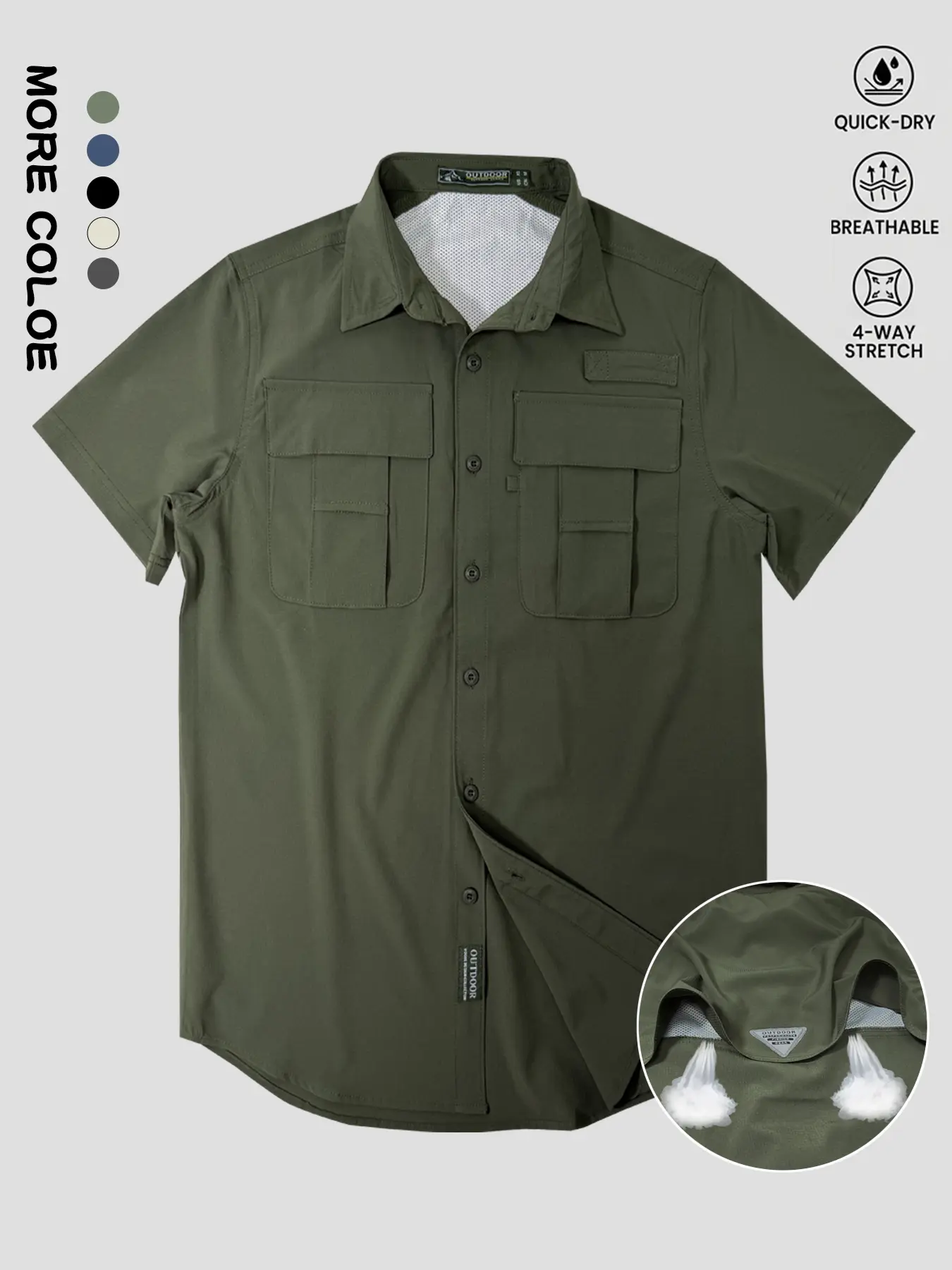 Best seller in the US market! Outdoor quick-dry work short-sleeve shirt — tactical multi-pocket breathable top for fishing and hiking