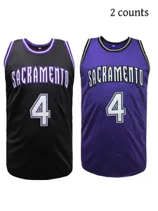 High Quality Men's Sacramento #4 Stitched Basketball Jersey, Loose Fit Breathable Mesh Fabric, Unisex Outdoor Activity Training Wear, All Seasons