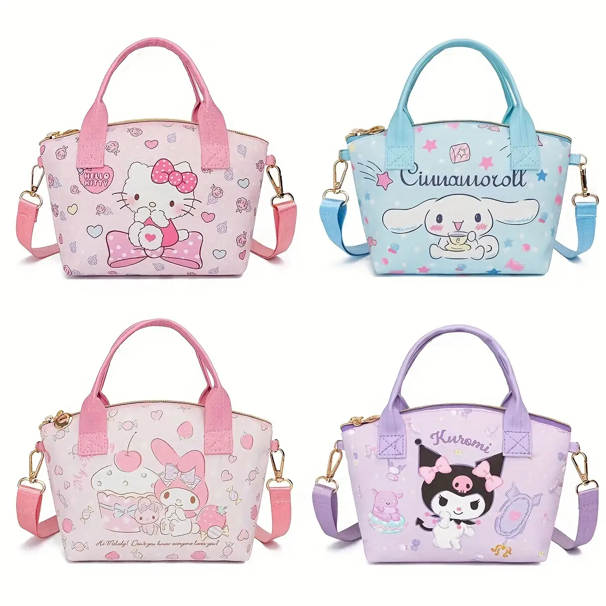 【FaddishDeal】1 pc Multi-functional Handbag, Cute Anime Shoulder Bag, Kuromi, Mymelody Cinnamoroll, Kitty Tote Bag