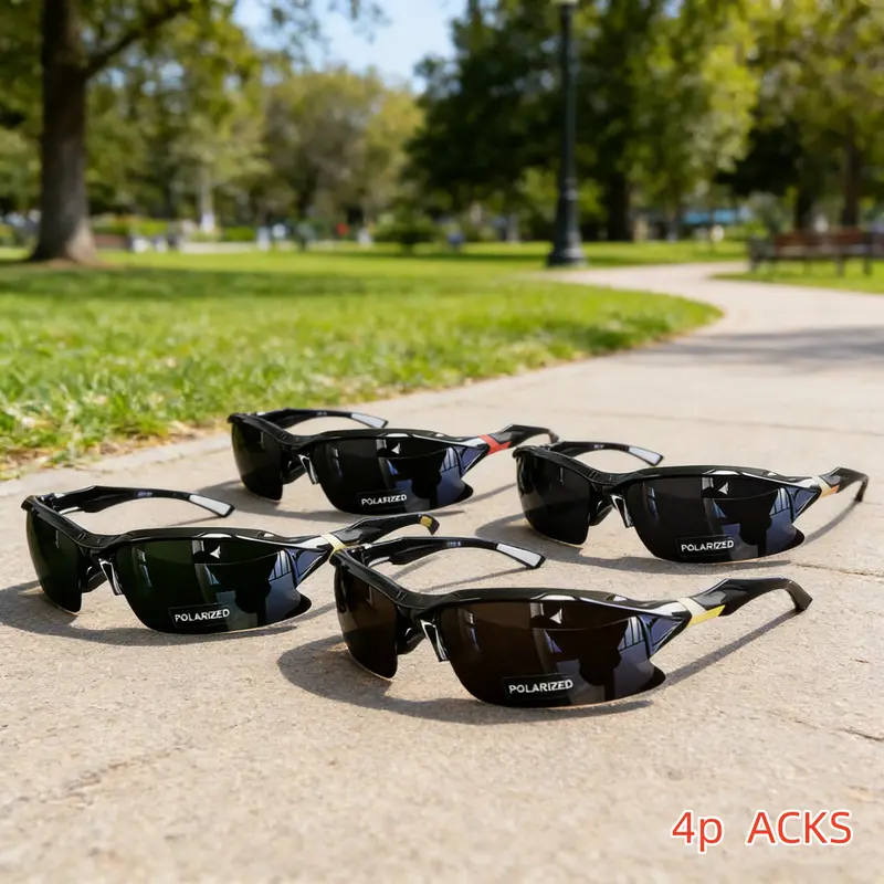 4 Pack Polarized Sports Sunglasses Unisex Lightweight Windproof Durable Outdoor Eyewear for Baseball, Running, Fishing, Golf, Driving & Cycling