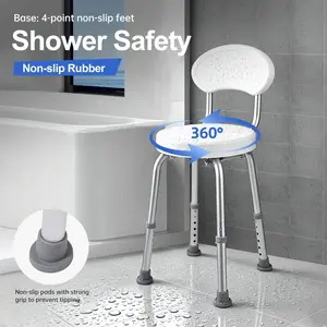 360° Rotating Shower Chair with Thick Seat, Smooth Operation for Elderly and Pregnant Women, Ideal Gift for Seniors
