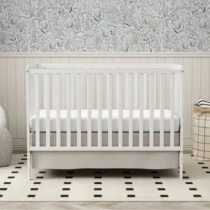 5-in-1 Convertible Nursery Set - Natural Pinewood Full-Size Baby Crib, Toddler Bed, Essential Baby Furniture for Newborns & Growing Infants