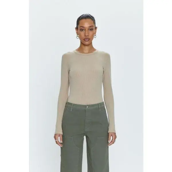 Pistola Denim Bailey Long Sleeve Crew Neck Thong Bodysuit Mink