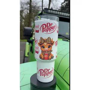 Dr Pepper Highland Tumbler, 40oz Cute Cow Tumbler, Coquette Design, Stainless Steel Tumbler with Handle, Perfect Gift for Friends, Kitchen Drinkware
