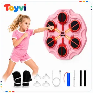 Musical Boxing Machine, Follow the Music Strikes, LED Light Guided Strikes, Height Adjustable, Wall Mounted Boxing Mat for Indoor Sports Enthusiasts