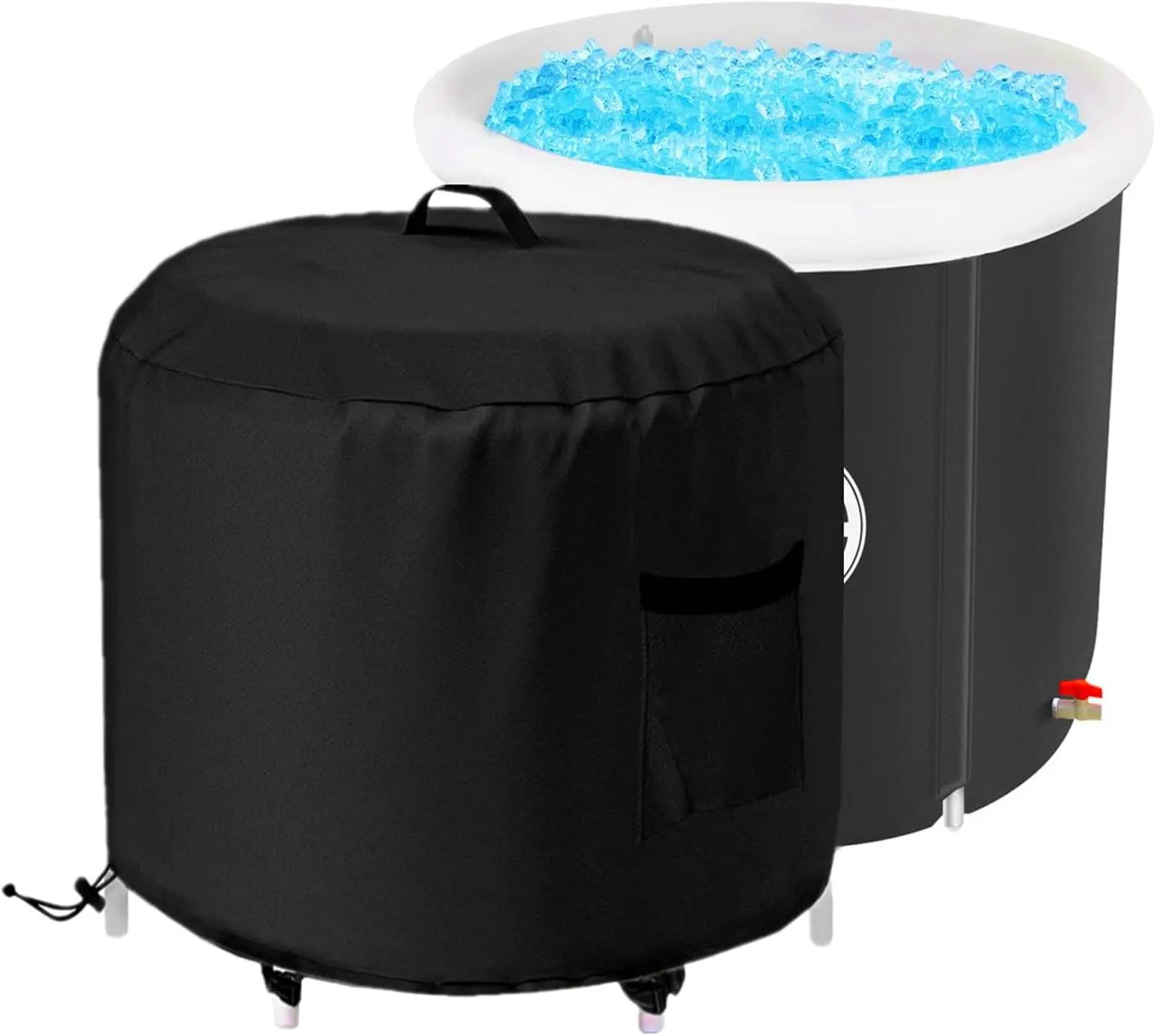 Portable Ice Bath Tub Cover - ,  with Windproof Hem - Outdoor Ice Bath Barrel Cover for Cold Plunge Tub