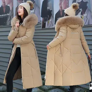 2023 New Korean Down Cotton CoatWomen Long Winter Puffer Parkas Thicken Warm Hooded Cotton-Padded Jacket Coat Zipper Overcoat Womenswear Sleeves Tops Outerwear Basic Casual