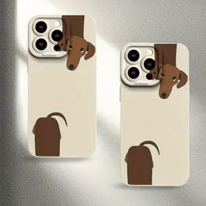 A Cute Creative Segmented Dachshund Pattern Matte Phone Case, Suitable for iPhone 17 Air/16 Plus/15 Pro Max/14 Pro/13/12/11/XS Max/X Phone Case, Ideal Gift for Family, Friends, Lovers, Girlfriends, Best Choice for Holiday Gifts MS363