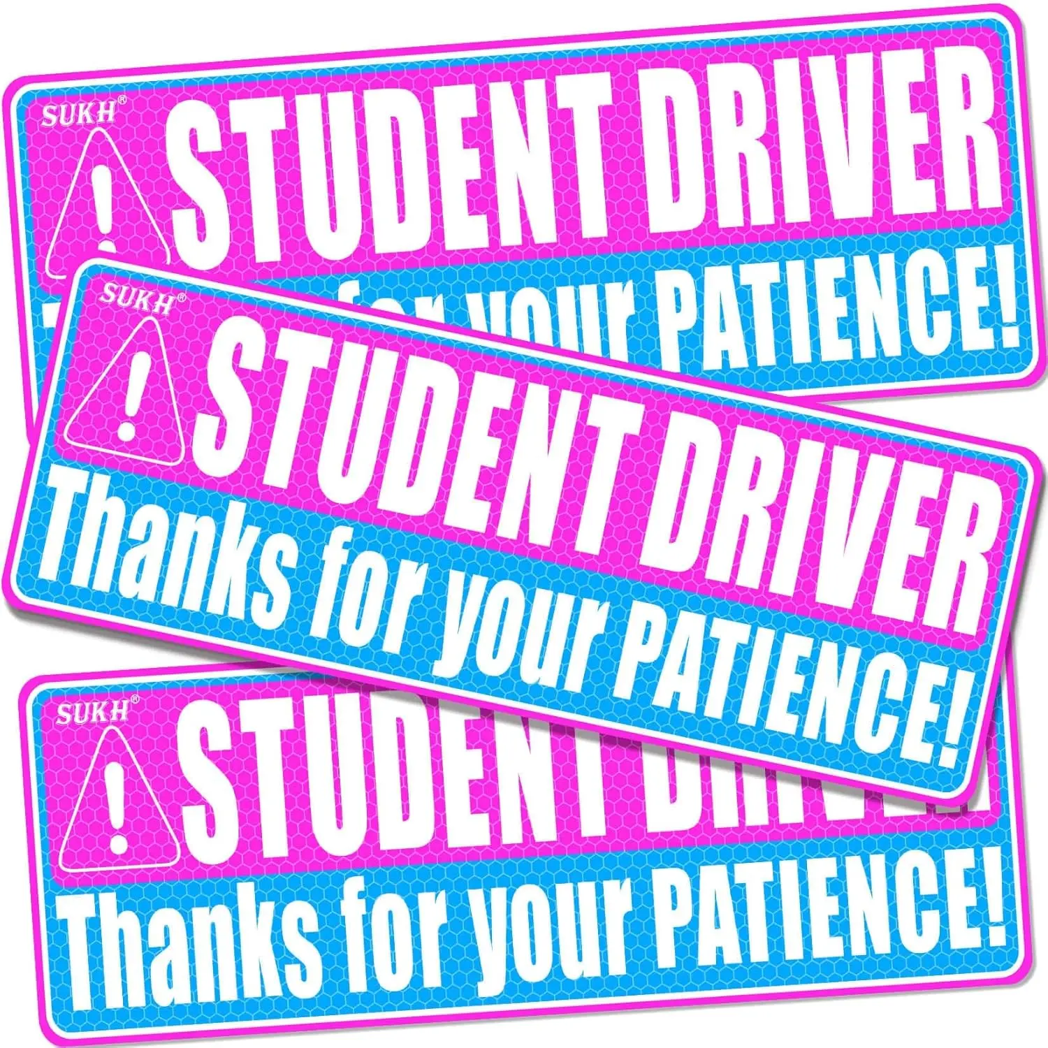 3 Pcs Reusable Student Driver Magnetic Bumper Sticker Set - Funny Cute Reflective Car Stickers for Teen Drivers, Birthday Gift for Family and Friends