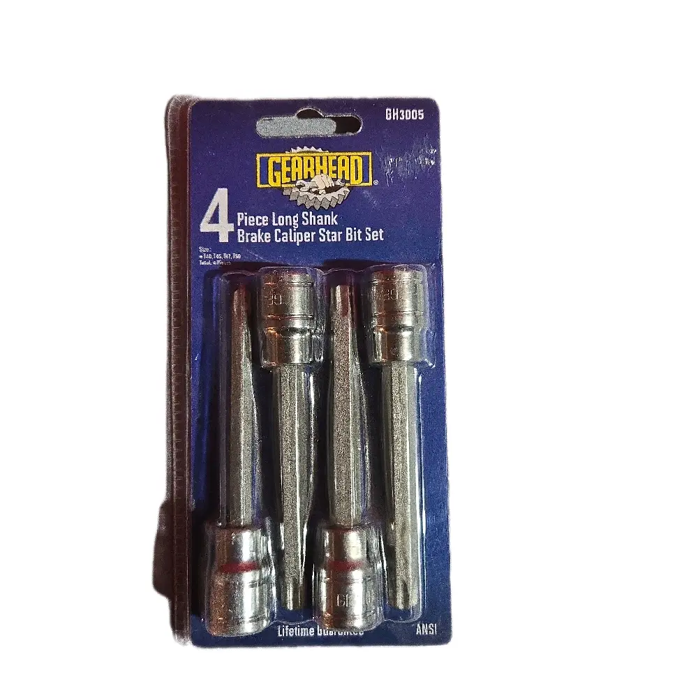 Gearhead 4 Piece Long Shank Brake Caliper Star Bit Set - Includes Long Shank Brake Caliper Set of 4