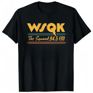 Stranger Things 5 WSQK 94.5 FM The Squawk Men's Charcoal Crew Neck Short Sleeve T-Shirt Shirt Classic