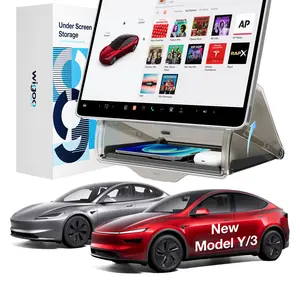 WIGOO Tesla Under Screen Storage Box for Model Y/3, Hidden Stable Car Console Organizer Tray, Tesla Car Interior Accessories
