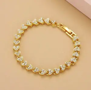 Internet Celebrity Super Hot Heart-Shaped High-Grade Diamond-Plated Silver Roman Bracelet For Girls Fashion Crystal Bracelet Hand String Hand Jewelry