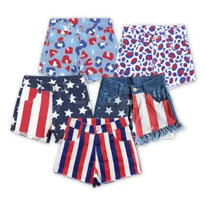 July of 4th Stripe star Print Girls Short Denim