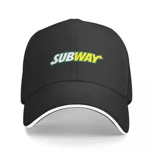 Men's Subway Logo White Baseball Cap-Lightweight Polyester Casual Hat, Adjustable Fit, Hand Wash Only, Casual Clothing, Adjustable Hat |   Classic Hat Design |   Comfortable Fit