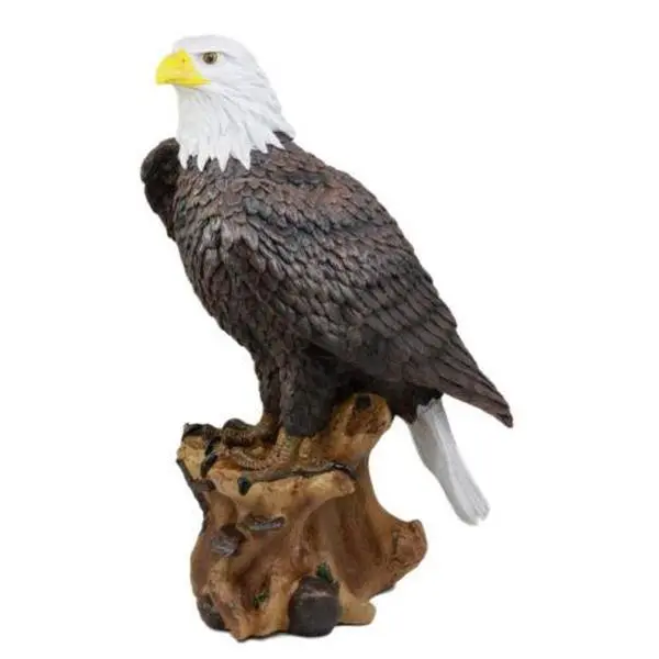 Realistic American Pride Bald Eagle Bird Perching On Tree Branch Statue 8.75"H
