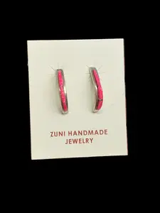 Handmade Zuni Pink Lab Opal Earrings