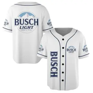 Buschh Light Baseball Jersey, Light Beer Jersey for Men, Button-Up Moisture, Game Day Shirt, Gift for Beer Lovers, Perfect Fit