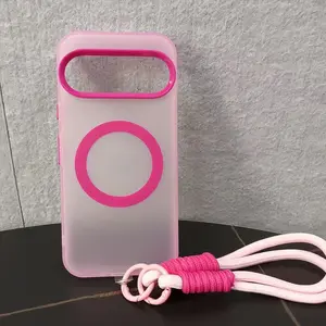 for Google Pixel  8 9 10 8A 9A    8 Pro  9Pro  10Pro  10 Pro XL Candy-colored frosted magnetic phone case with contrast lanyard Phone Accessories