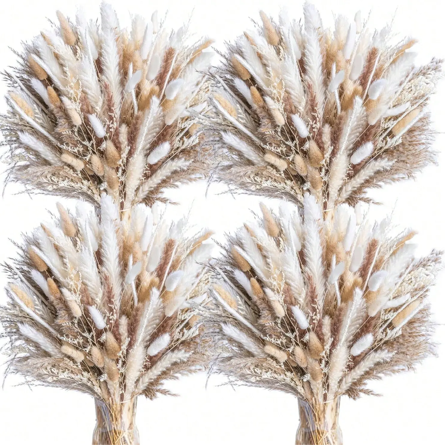 Dried Pampas Grass Bouquet, Beige/White Boho Pampas Grass Stems for Vase Decor, Wedding Centerpiece and Home Decoration filler flowers