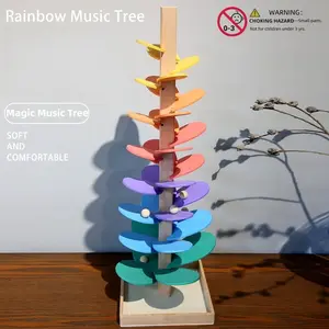 Rainbow Music Tree Puzzle Toy, Colorful Rolling Ball Leaves Game, Educational Stem Learning Toy for Kids Ages 3-6 Years Old