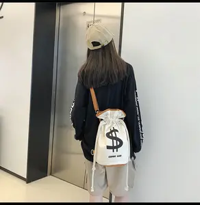Trendy Money Bag Convertible Backpack, Drawstring Crossbody Bucket Bag, Casual Shoulder Bag for Streetwear & Everyday Wear