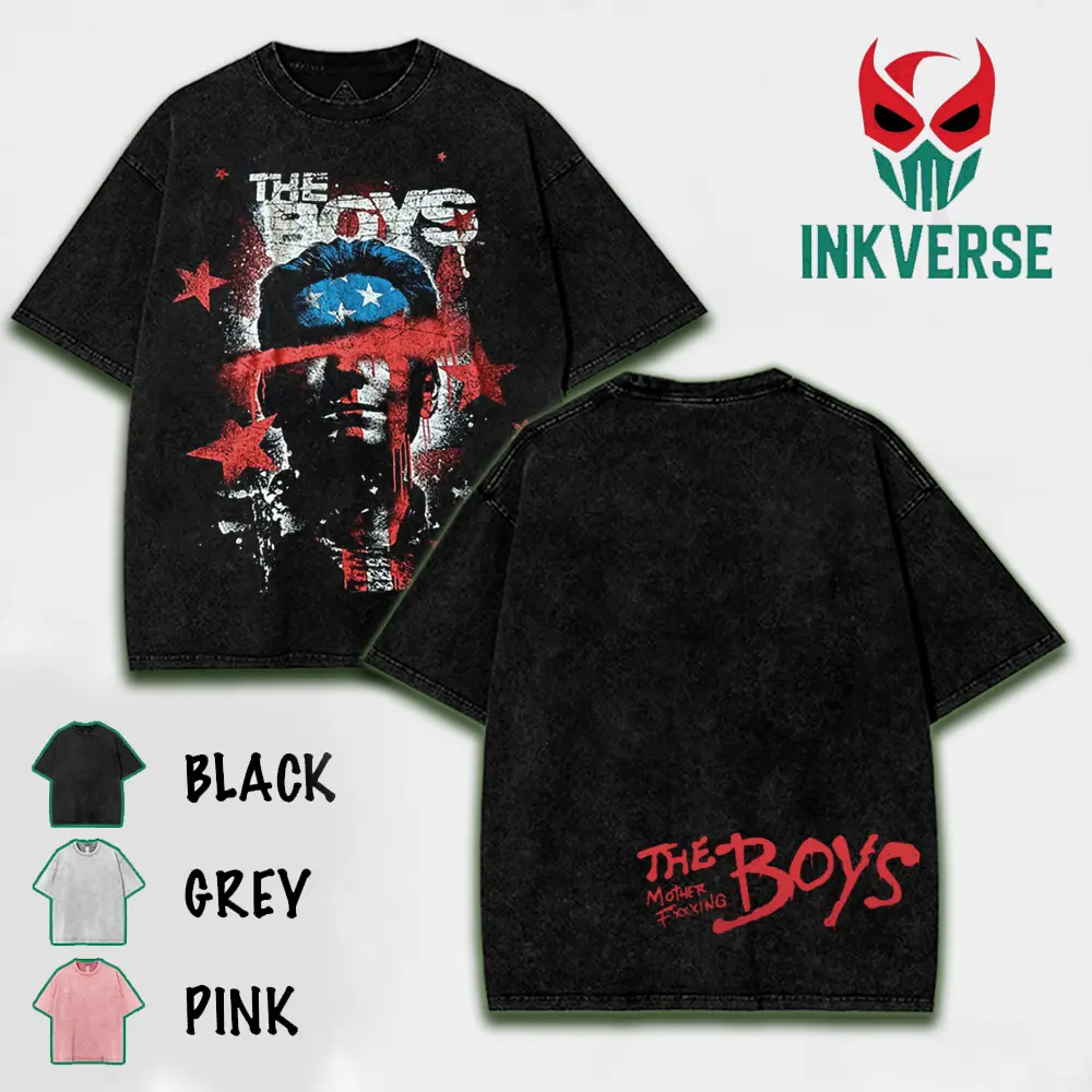 The Boys Homelander Washed T-shirt, Comics T-Shirt, TV Show Comics Washed T-shirt Cotton, Unisex Shirt Fabric Menswear streetwear lover graphic tee