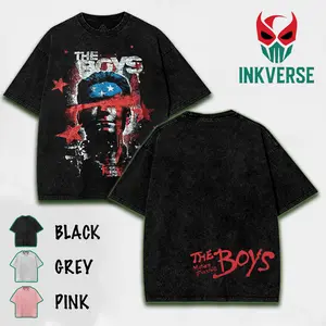 The Boys Homelander Washed T-shirt, Comics T-Shirt, TV Show Comics Washed T-shirt Cotton, Unisex Shirt Fabric Menswear streetwear lover graphic tee