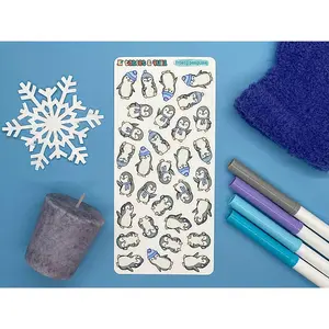 Penguin Themed Frosty Penguins Color Sticker Sheet