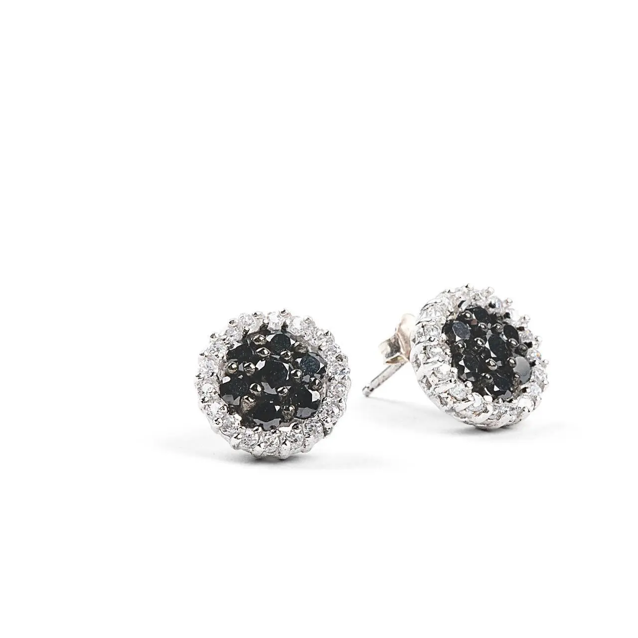 HALO Black Sapphire Stud Earrings