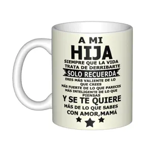 Inspiring ceramic coffee cup, designed for my daughter, reusable cup, ideal for daily use, a unique gift choice for her, capacity 11 ounces