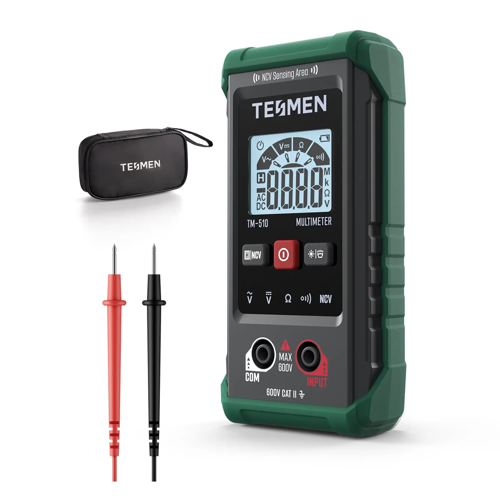 TESMEN TM-510 Digital Multimeter, 4000 Counts, Smart Measurement, Auto-Ranging Voltmeter; Non-Contact Voltage test, Measures AC/DC Voltage, Resistance