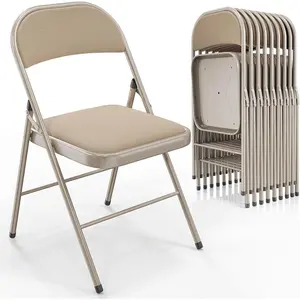Outvita 10 Pack Folding Chairs with Padded Seats, Metal Frame with Fabric Seat & Back, Capacity 350 lbs