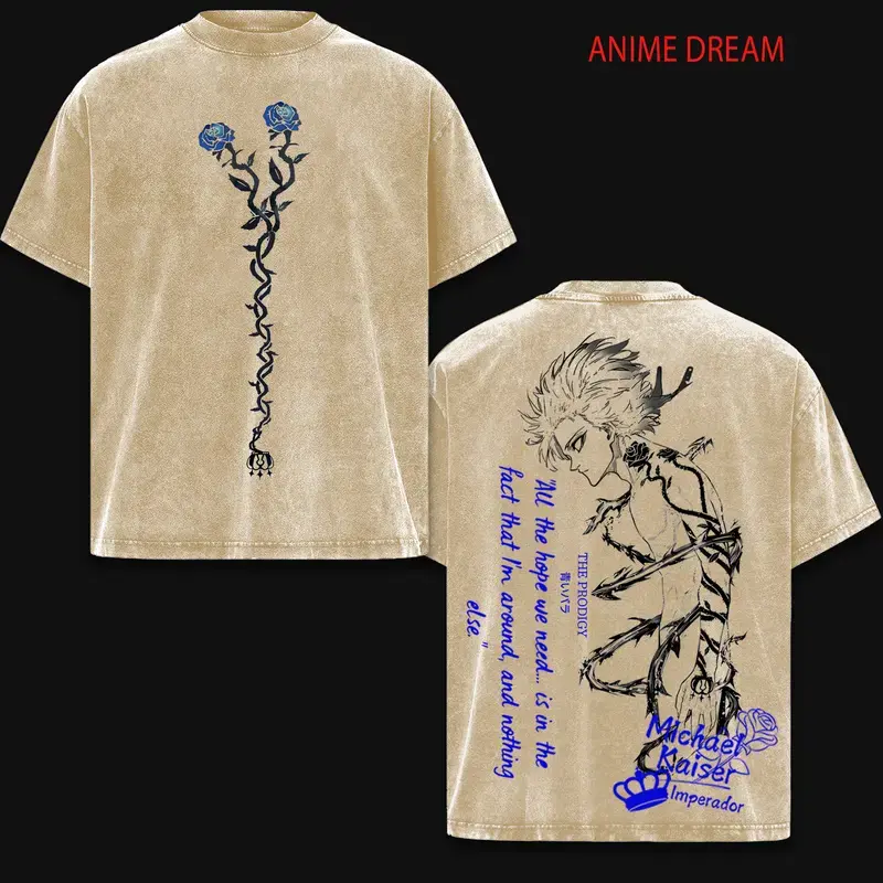 Michael Kaiser Blue lock Anime Double Printed Vintage Washed Tee