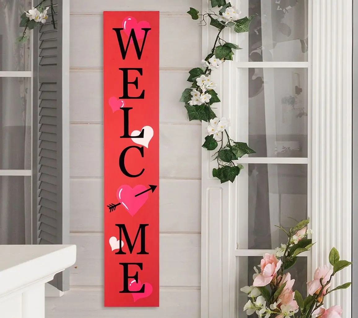 Glitzhome 36"H Valentine's Wooden WELCOME PorchSign Glitzhome 36"H Valentine's Wooden WELCOME PorchSign