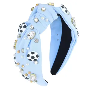 Amazon.com : YARIEW Wide Knotted Jeweled Soccer Headband for Women and Girls - Top Knot Sports Accessories for Game Day, Fan Mom - Halloween Christmas Gifts (Blue) : Beauty & Personal Care