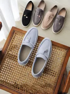 1 Pair Men's Multi-Color Loafers | Minimal Retro Style | Suede Upper + Durable Outsole | For Semi-Formal Events / Streetwear / Casual Outfits
