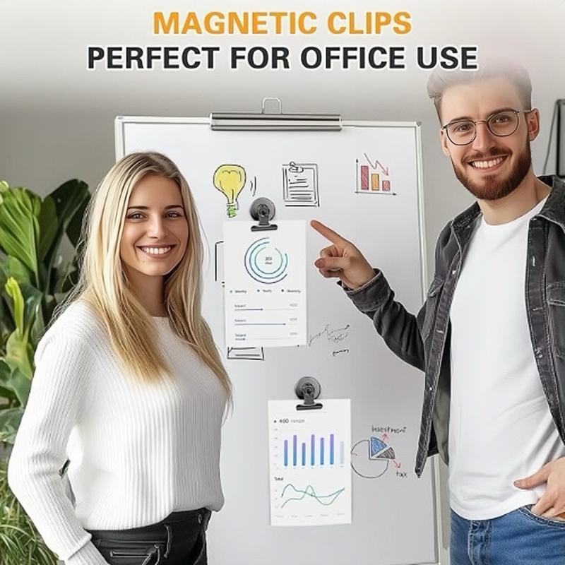 10pack Fridge Magnets Refrigerator Magnets Magnetic Clips Heavy Duty Detailed List Display Paper Fasteners on Home& Office& Teaching (Black, 10)