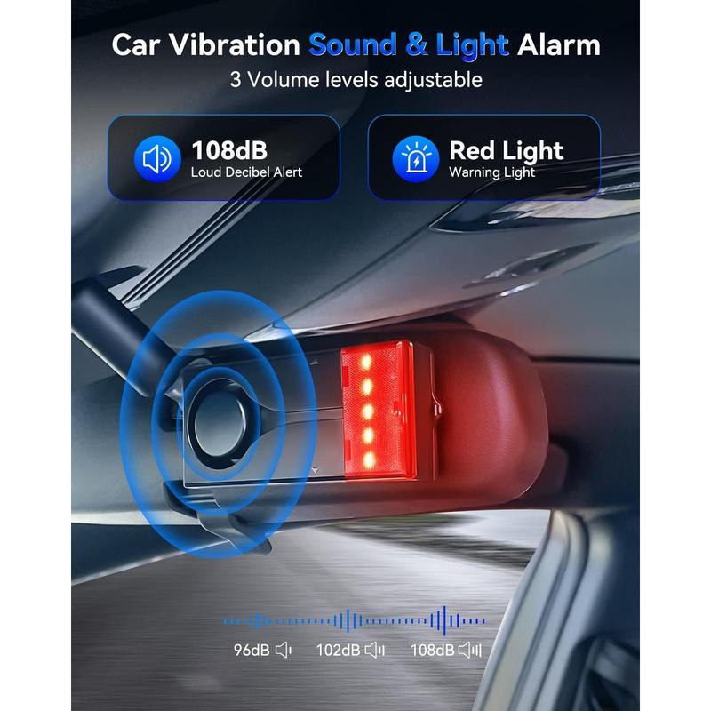 Car Anti-Theft System, Vehicle Anti-Theft Vibration Sensor Alarm and Red Light, Wireless Remote Control Anti-Theft Car Device, Magnetic Mount Design Suitable for Cars, Trucks (Upgraded 4.0)
