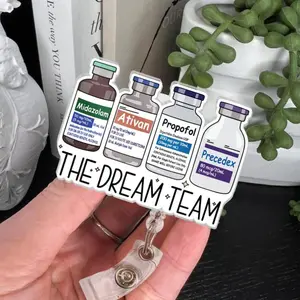 Dream Team Acrylic Badge Reel, ICU Nurse, Anesthesiologist, CRNA, Surgical, Medical, Doctor, ID Lanyard, Cute, Nurses Week Gift, Student