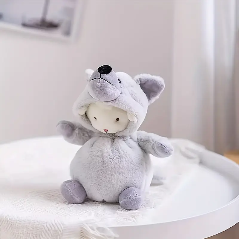 Wolf-Skinned Lamb Plush Toy - Cute Cartoon Wolf & Rabbit Design, Soft Interactive Game Companion for All Ages, Perfect Halloween Christmas New Year Gift for Family &, Wolf Plush Toy, Playful Design, Durable Plush