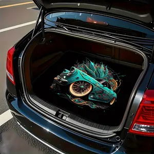 1 piece of classic car style graffiti art rear pad - dustproof, durable, easy-to-clean interior pad, stylish and elegant design for a variety of models, trunk pad, car decoration, vehicle protection, high-quality materials, automotive supplies