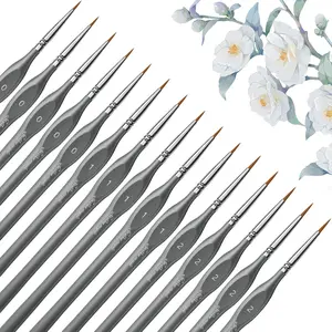 Golden Maple Miniature Paint Brushe 15pcs - Micro Detail Paint Brush Set, Small Fine Model Brushes for Acrylic, Watercolor & Paint by Number, Figurine - Gray, Size 0 1 2,By