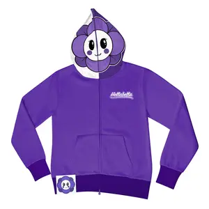 Flower Face Full Zip Hoodie Purple