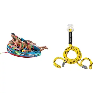 Wow Sports – Giant Thriller Towable Deck Tube for Boating – 1-4 Person 680 lbs Capacity – Inflatable Boat Tube for Water Sports – Youth & Adults