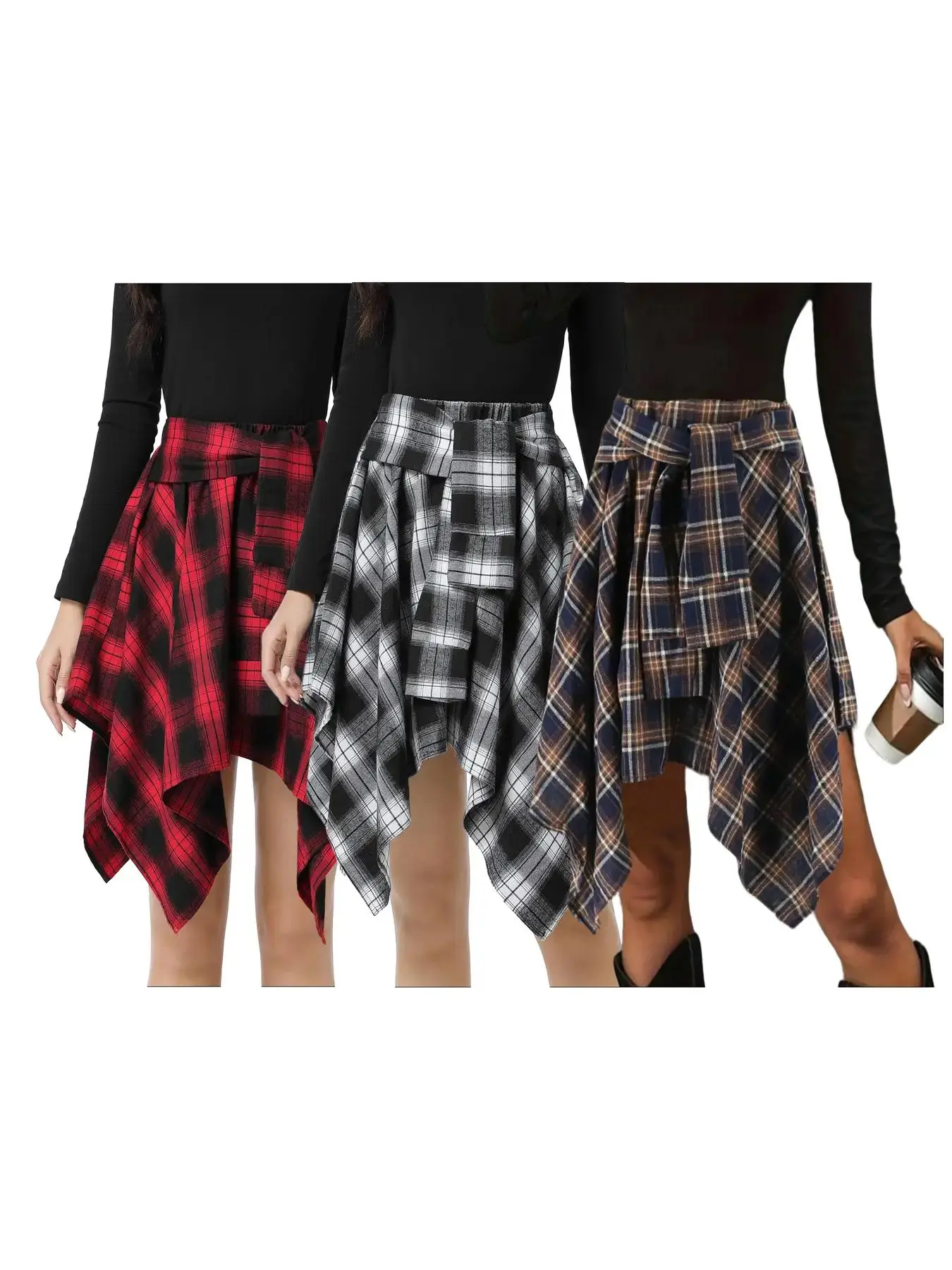 skirt 3pc （red+black+yellow）